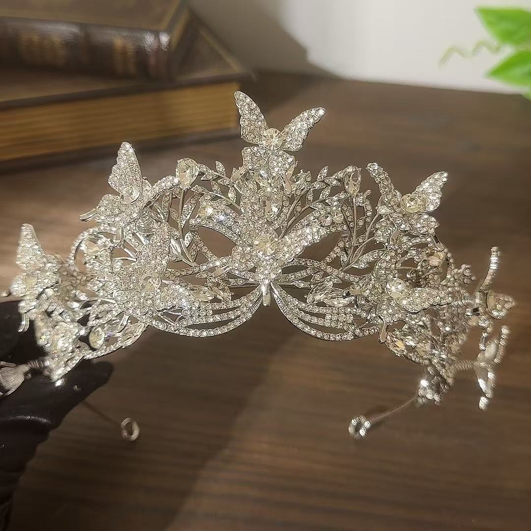 重工水晶灵动蝴蝶新娘皇冠头饰图片