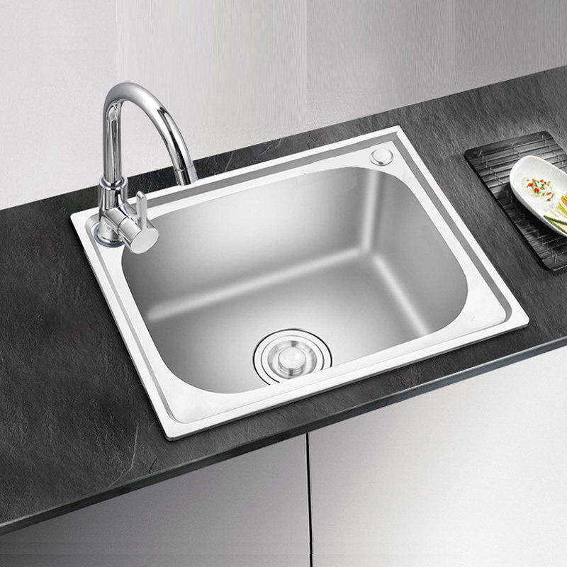 厨房不锈钢单槽一体加厚加深水槽拉丝洗菜盆洗碗池水盆套餐台下盆