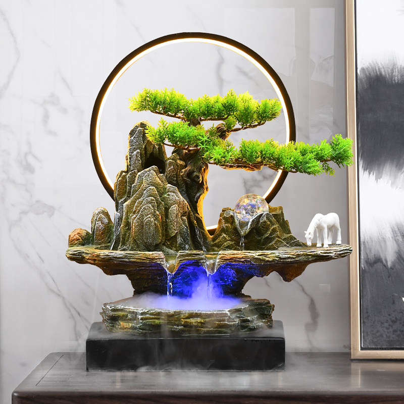 假山水景流水摆件循环水客厅图片