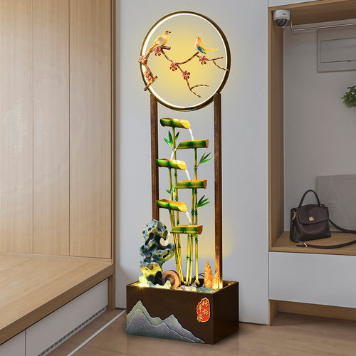 竹报平安流水生财摆件