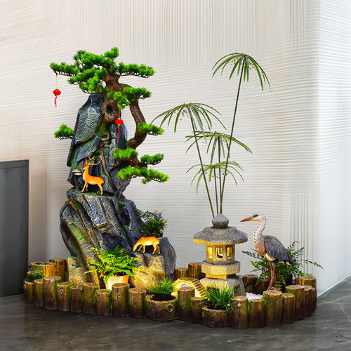 田园假山流水喷泉阳台鱼池摆件