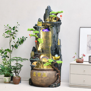 假山流水摆件循环水喷泉客厅落地装 饰招财聚宝盆聚财开店开业乔迁