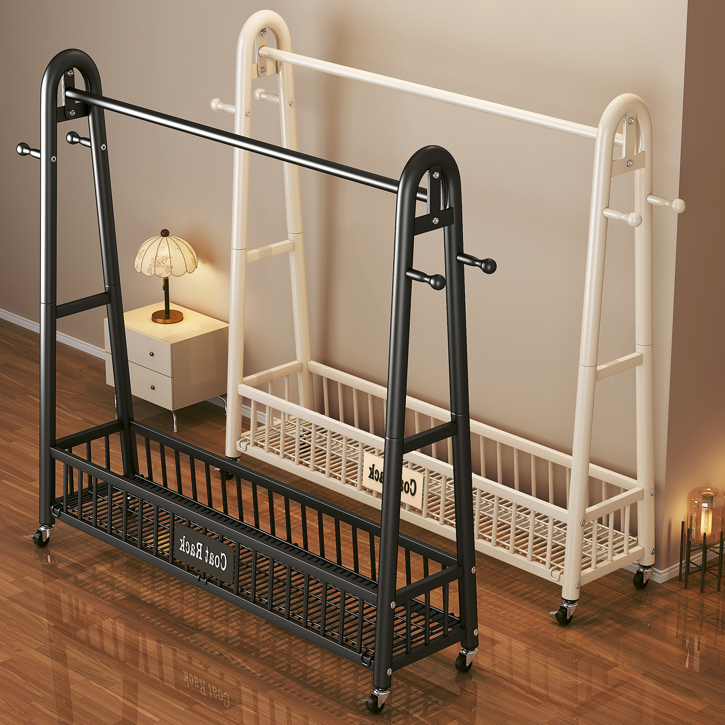 简易衣帽架落地室内可移动晾衣架