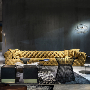 BaxTer意式月球表面轻奢沙发拉扣法式大户型磨砂牛皮客厅真皮沙发