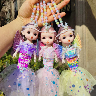 亮灯项链美人鱼娃娃闪光夜市地摊公仔玩偶女孩礼物儿童玩具厂家