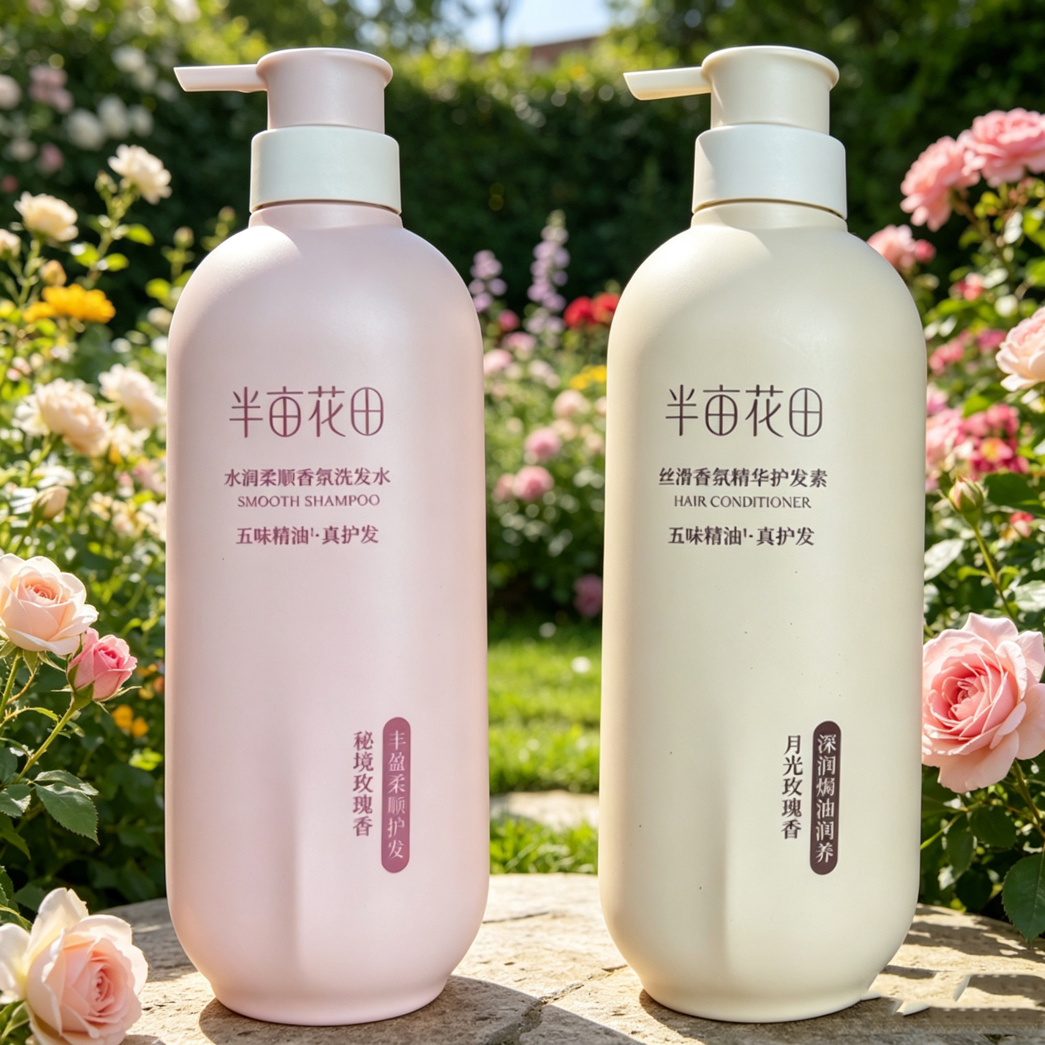 半亩花田精油香氛洗护套装两件套控油蓬松花香洗发水沐浴露护发素