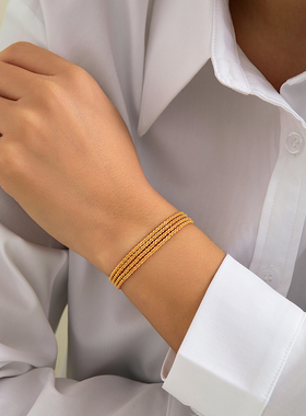 时尚四层毛毛虫金属手链