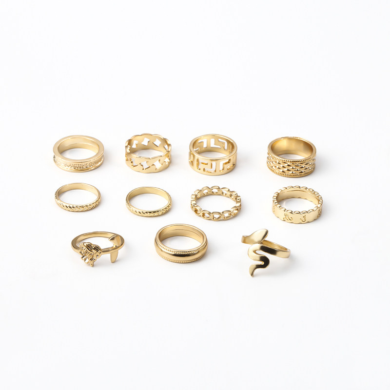 11 RING COMBINATION SET NET CELEBRITY SIMPLE COLD WIND FASHION PERSONALITY EUROPEAN AND AMERICAN DECORATION GIRLFRIENDS GIRLS HIPSTERS