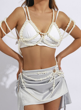 拼接人造珍珠身体链女