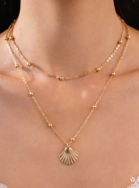 2件套扇贝项链套装 2026春夏新潮时尚海边旅行度假搭配饰品潮