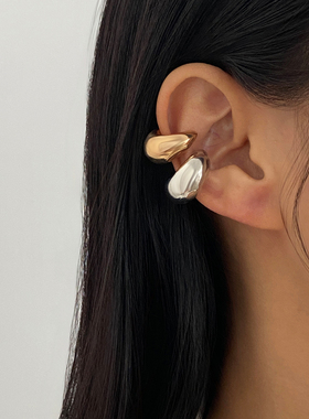 2件套C形面包耳夹套装 欧美时尚无耳洞耳骨夹嘻哈气质CCB耳饰潮人