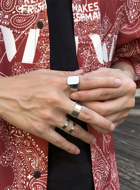 男款多元素戒指4件套金属戒指