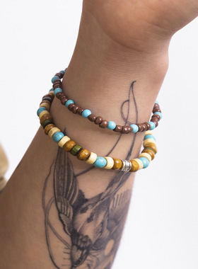 2件套仿松石木珠手链套装