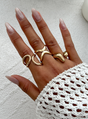 3件套不规则镂空戒指套装 2025夏季时尚个性小众设计网红ins指环