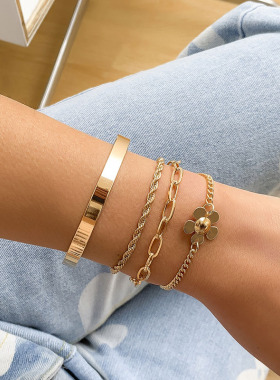 4件套圆帽配件麻花链手链套装