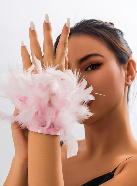 个性夸张气质火鸡毛手链