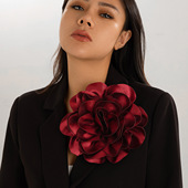 超大绸缎花朵鸭嘴夹别针胸针女 网红气质旅拍配饰品 欧美夸张时尚