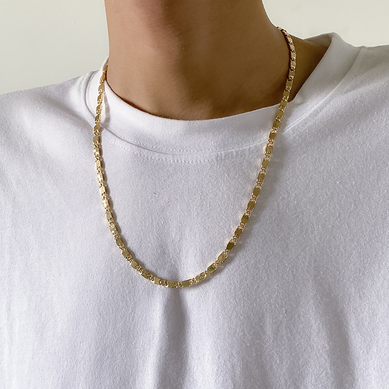 简约金属项链男款 2026欧范新款中长款搭配T恤ins网红颈链配饰品