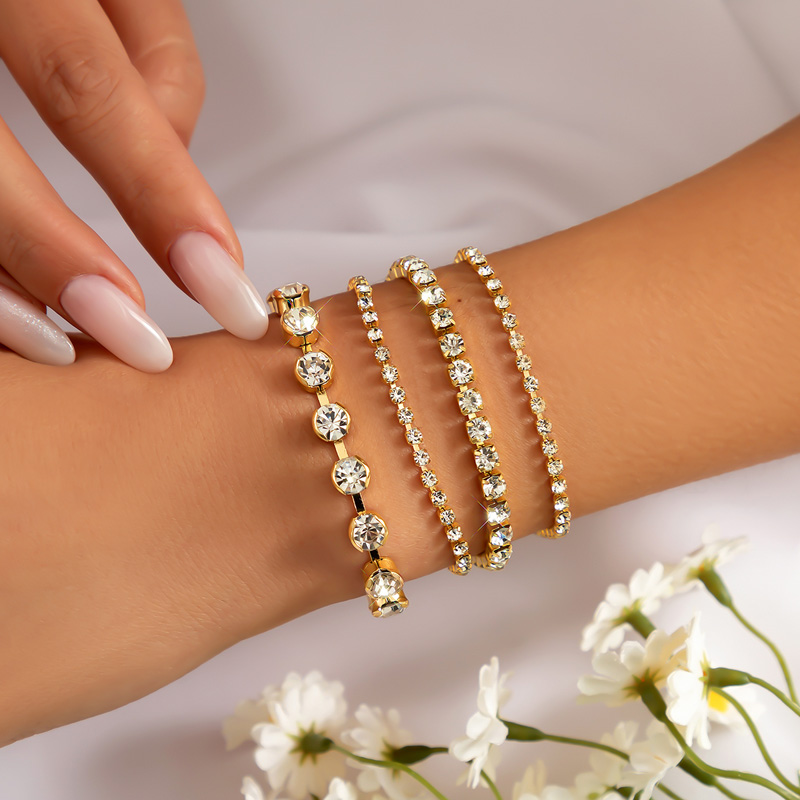 bling4件套鑲鉆爪鏈?zhǔn)宙溙籽b 歐美夏季時尚輕奢氣質(zhì)搭配女裝配飾
