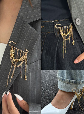 异形CCB磨链流苏胸针女 欧美新潮时尚嘻哈个性网红搭配服装饰品酷