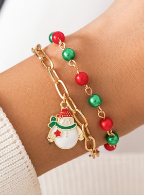 圣诞老人铃铛花环手链