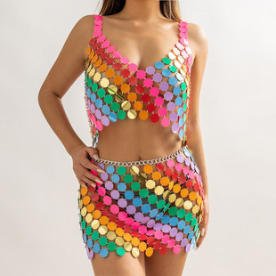 镂空亮片胸链身体链女 欧美新潮性感模特T台走秀搭配内衣装饰品