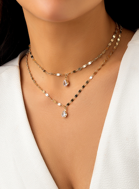 2件套锆石加密链项链套装