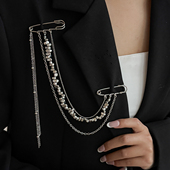 异形CCB链条流苏胸针女 2026潮夸张时尚 小众设计网红舞会搭配饰品