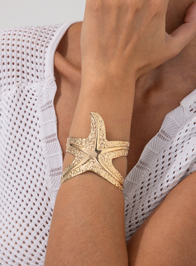 嘻哈设计感麻面海星手镯女 欧美时尚潮个性海边旅行度假bracelet