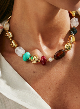 不规则树脂CCB珠项链女 欧美2025冬季新潮网红写真拍照配饰品酷