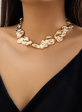 不规则异形金属拼接项链