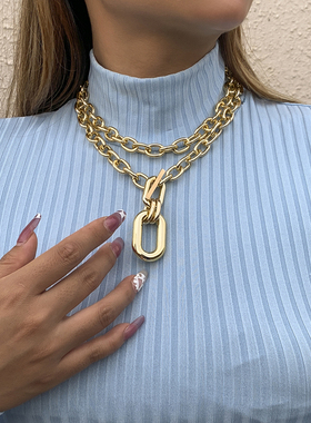 2件套十字铝链项链套装