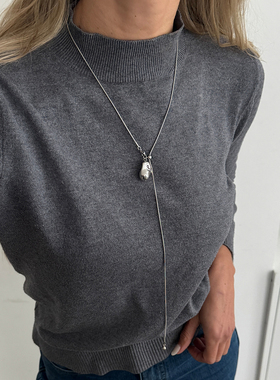 桃心吊坠不锈钢项链女 2026夏季新潮性感时尚百搭网红毛衣链首饰