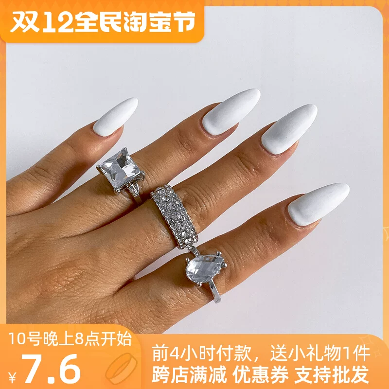 Комплект маленького дизайна gemstone кольцо для путешествий, 3 штуки, европейский стиль, стиль легкой роскоши
