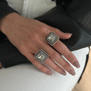 设计网红搭配服装 复古镶钻方形戒指女 个性 新潮时尚 饰品 2026春季