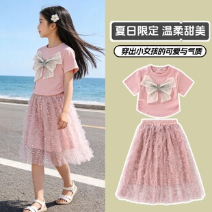 女童夏季套装公主风甜美粉色超好看女孩2026新款今年流行爆款套裙