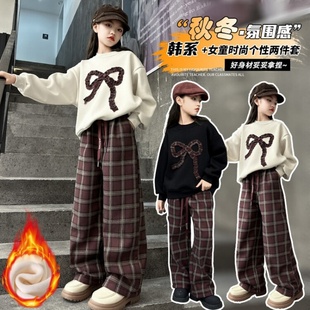 女童巨好看秋冬装套装加绒加厚2025新款炸街女孩衣服中大童两件套