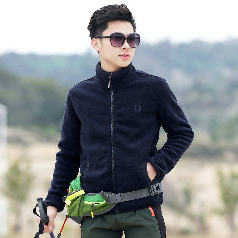 秋冬户外抓绒衣男2019新款开衫运动外套加厚保暖透气摇粒绒上衣