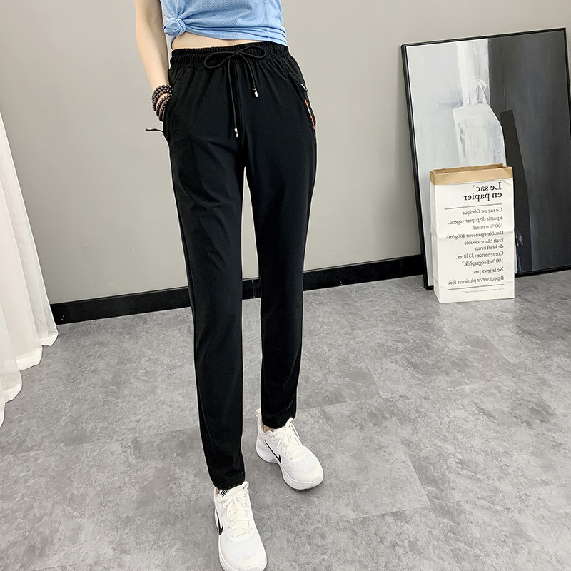 速干裤女夏季薄款宽松运动弹力快干长裤户外束脚徒步裤弹力登山裤