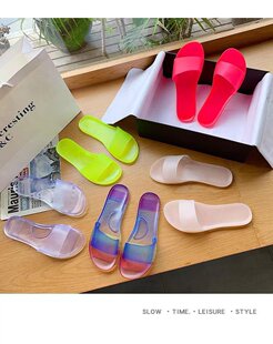 womenshoes跨境大码凉拖鞋女亚马逊果冻鞋女凉拖slippers彩色果