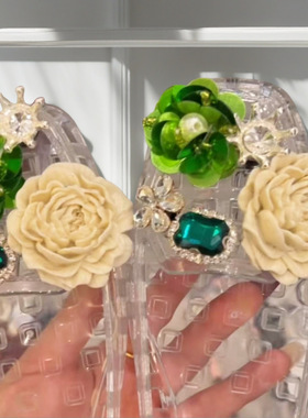 直播间热推！水晶鞋鞋花果冻鞋配饰装饰韩国洞洞鞋配件鞋扣