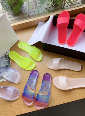 women hoes跨境大码凉拖鞋女亚马逊果冻鞋女凉拖slippers彩色果冻