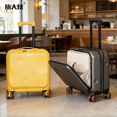旅大侠18寸前开盖扩容行李箱TSA密码箱万向轮小型轻便登机拉杆箱