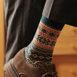 抗菌防臭双针男复古纯棉中筒袜阿美咔叽机能高帮商务长袜秋冬潮袜