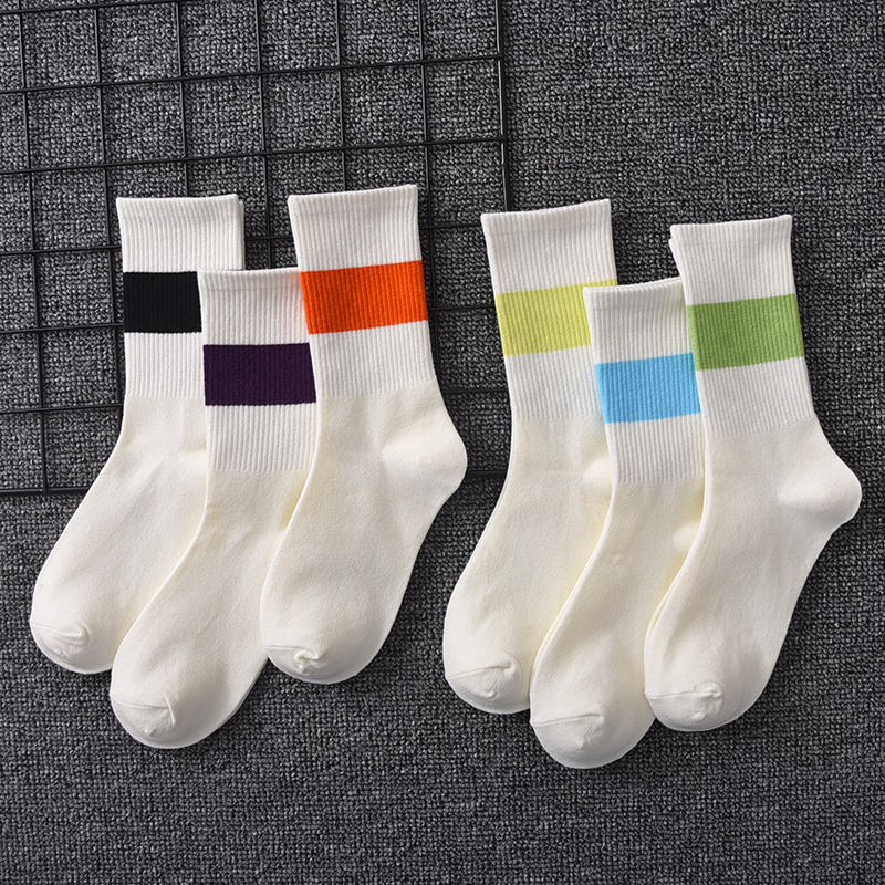 男女条纹韩国百搭风ins高筒袜子