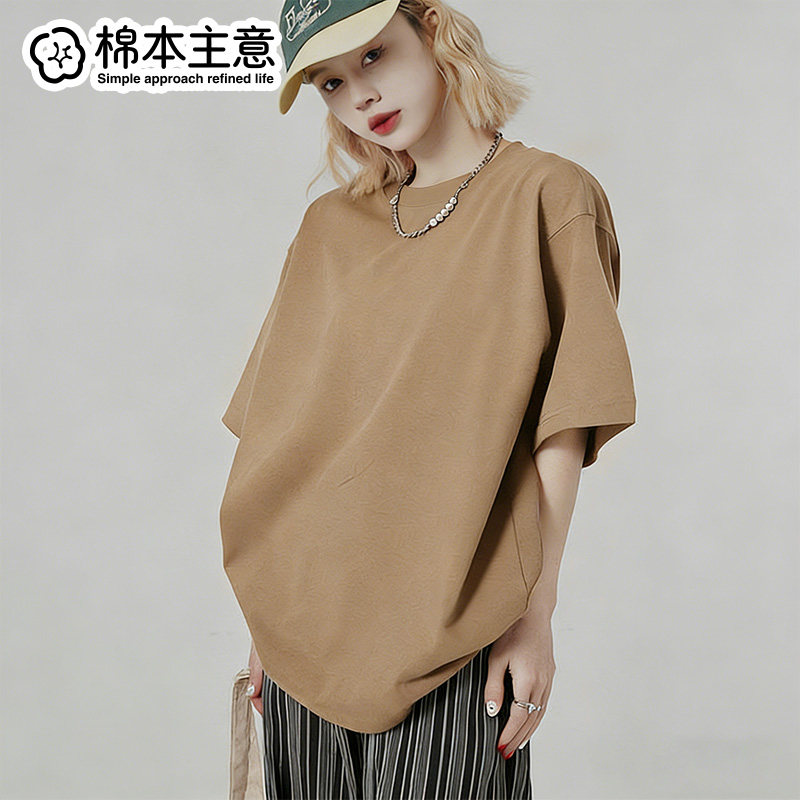 宽松短袖t恤女纯棉透气吸汗半袖