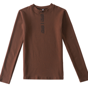 RM23829#纯棉磨毛半高领打底衫女秋冬内搭2023年新款洋气长袖t恤印花小衫