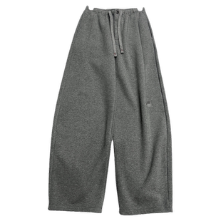 女款2026年新款春装百搭加绒弯刀裤纯色运动裤婴儿绒收口灯笼裤