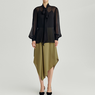 气质通勤飘带领衬衫 女款 桑蚕丝顺纡乔其薄款 春装 女上衣 2026年新款