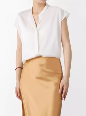 天依顺26姆米双乔衬衫女夏季薄款轻奢高级感气质短袖桑蚕丝上衣